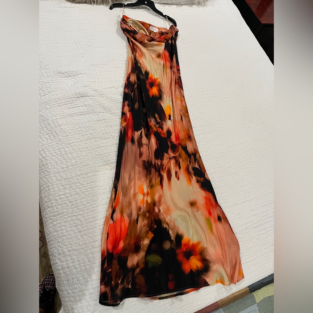Anthropologie Fleur Strapless Satin Maxi Slip Dress